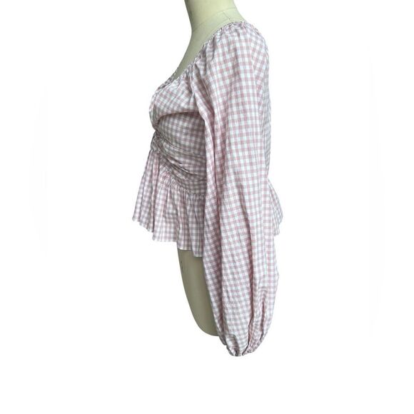 Caroline Constas pink gingham blouse size small - Picture 3 of 6
